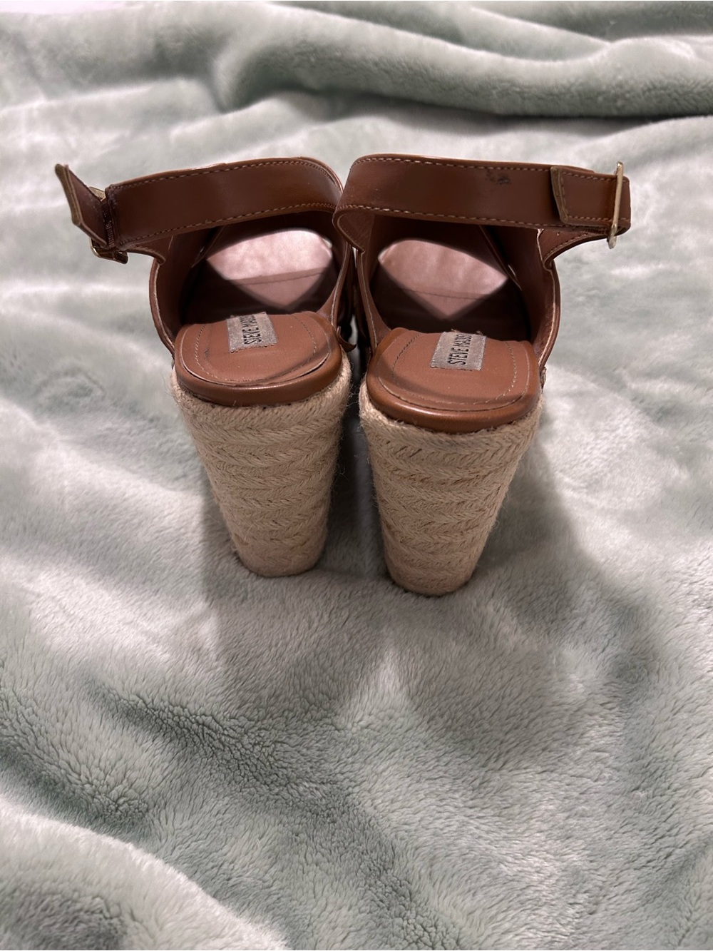 Steve Madden Brown Crisscross Espadrille Wedge Sandals - Picture 3 of 5